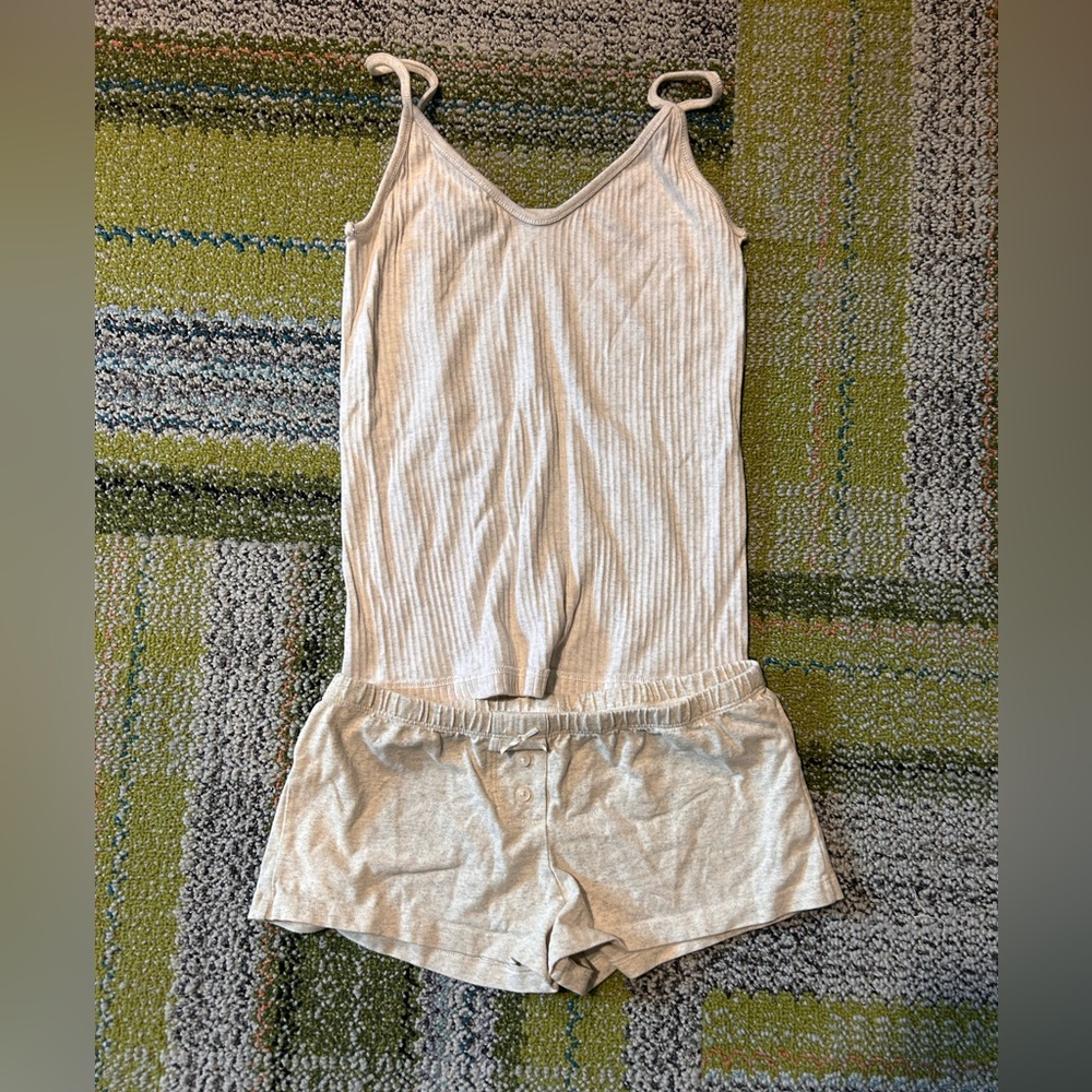 Brandy Melville Light Gray Pajama Set